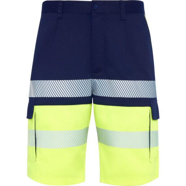 Short multitasche bicolore ad alta visibilità - Blu Navy/Giallo Fluor